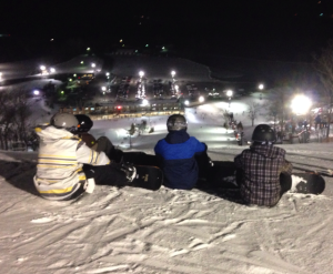 Members of ski and snowboard club looking out over the resort. -Photo submitted by Micheal White 