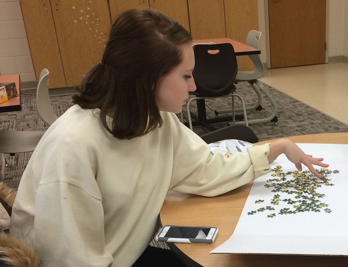 Senior+Gabby+Goad+works+on+completing+Puzzle+Clubs+second+puzzle+on+Thursday%2C+Jan.+21+in+C105.+Photo+by+Madi+Calvert