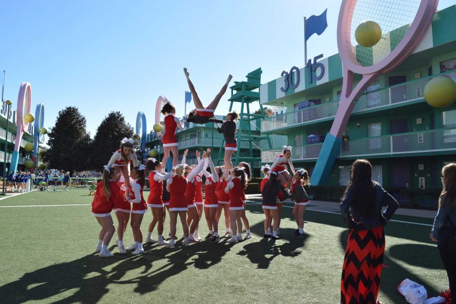 FHS+varsity+cheer+team+performs+at+nationals+in+Orlando+Feb.+13-14.+Photo+by+Jenna+Knutson.