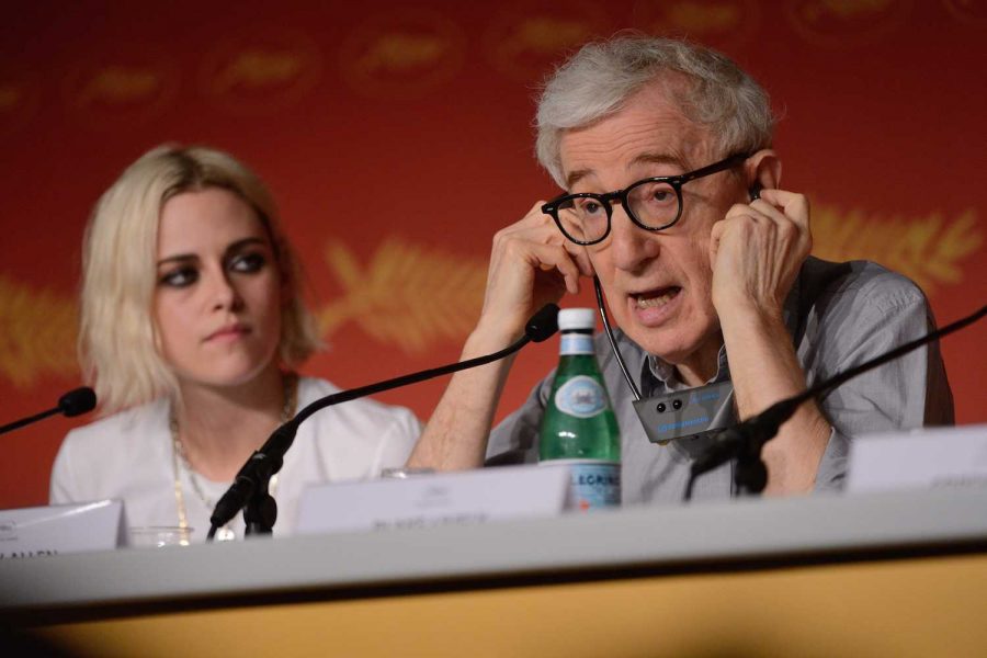 Director Woody Allen and actress Kristen Stewart sit together at press conference and talk about the movie premiere at Cannes Film Festival on May 11.  Photo courtesy of Tribune News Service.