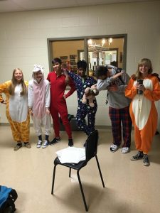Band kids show off their sleepy and relaxing onezies during Pajama Day on Sept 12. Photo by LIa Benvenutti. 