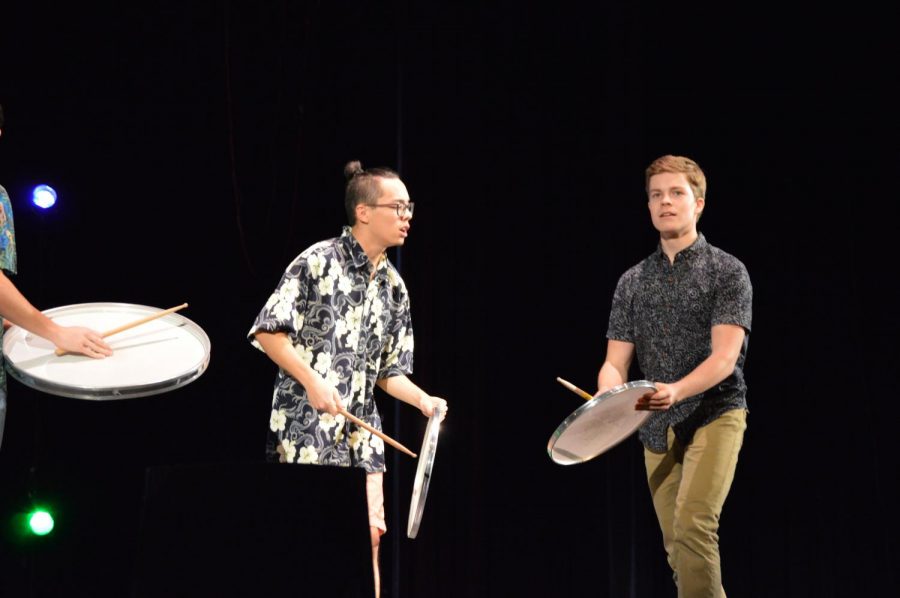 
Senior Nicholas Mark and Junior Gabriel Glover perform a percussion piece in last years Wintertainment. Photo by Megan Jessup.