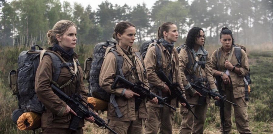Annihilation makes a strong feminist statement with its all-female lead cast. Jennifer Jason Leigh as Dr. Ventress, Natalie Portman as Lena, Tuva Novotny as Cass Shepherd, Tessa Thompson as Josie Radek, and Gina Rodriguez. Photo used with permission of Tribune News Service.