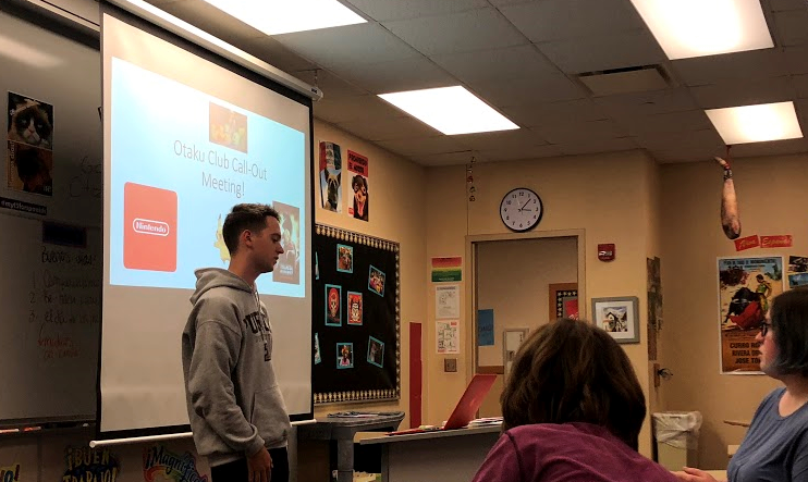 President and senior Luke Dubec gives an introductory presentation during the call out meeting on Nov. 2.