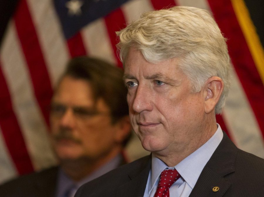Virginia Attorney General Mark Herring makes one of his first appearances in his office in 2014, where he has served for the last five years. 