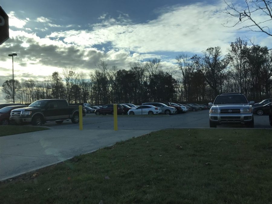 The CCA senior parking lot holds students’ cars with their specified senior parking stickers on the morning of Monday Nov. 9.
