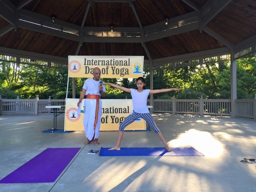 Sophomore+Nithya+Murthy+participates+in+the+International+Day+of+Yoga+in+June+2018.++