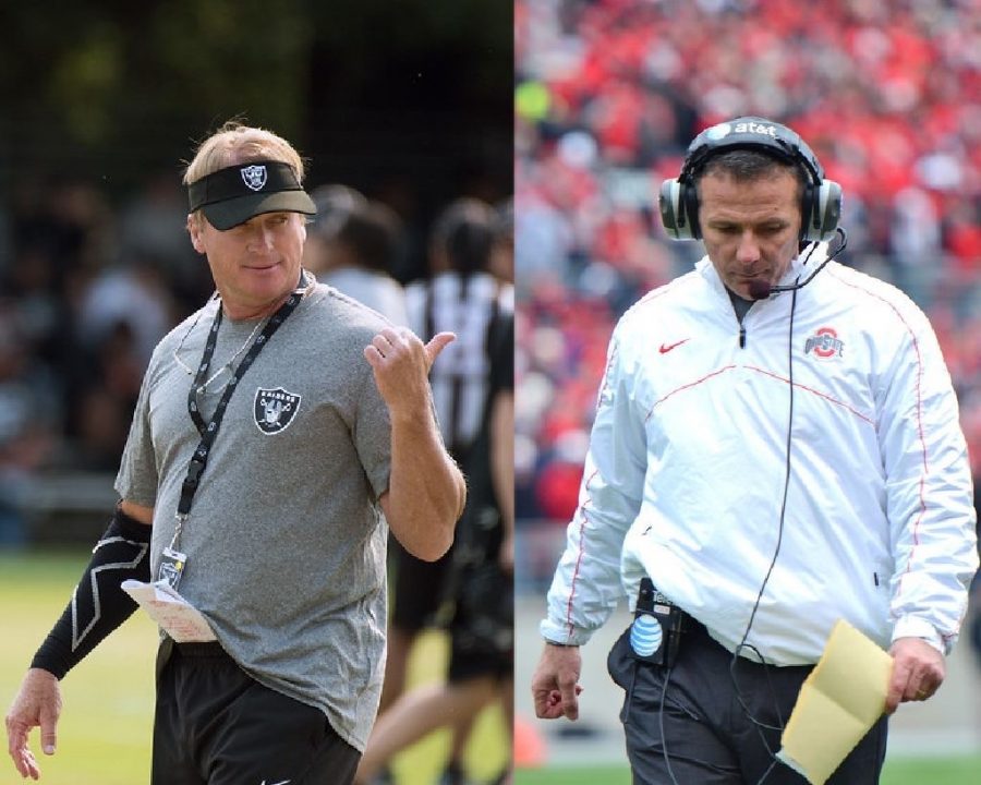 Former Las Vegas Raiders coach Jon Gruden (left) and Jacksonville Jaguars coach Urban Meyer (right) displayed traits opposite of what a true leader would. As NFL head coaches, both men have failed more than just their players.