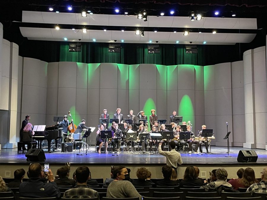 Group of jazz ensemble students performing at the Purdue Jazz Festival on Jan. 22. Photo courtesy of Carson Barnhill.