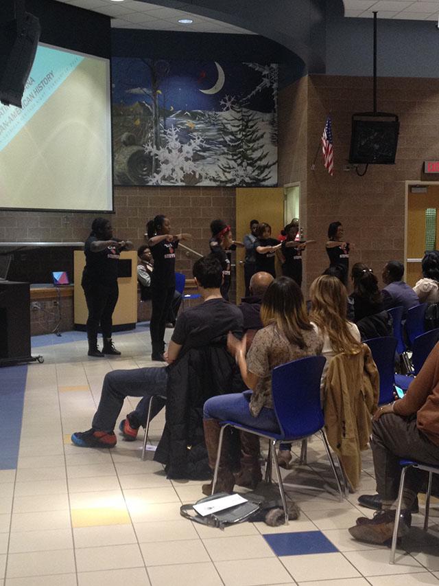 The step team performs at African American Heritage night Thursday, Feb.20.