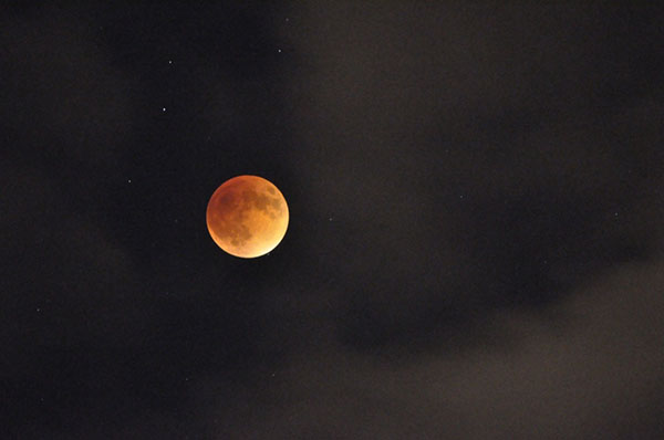 Students in science teacher Marcy Clones astronomy class took pictures of the blood moon.  Photo courtesy of Jenna Foley.