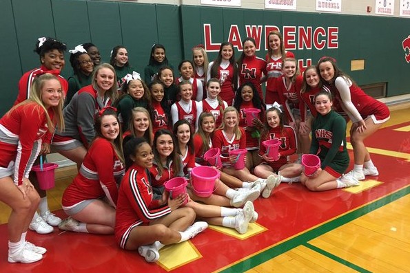 FHS cheerleaders after the event held at Lawrence High school. Left to right, first row: Hunter Worth, Lauren Fuscaldo, Hannah Hart, Sophie Sweany.
Second row: Sabrina Carmickle, Macy McGrath, Bri Morkal, Maria Diebolt
Back row: Hollin Totman, Kaitlyn Finefrock, Kiki Miller, Ashley Novack, Rachel Stropky, Sadie Ellenburg, Ali Kimmel, Megan Gehris 