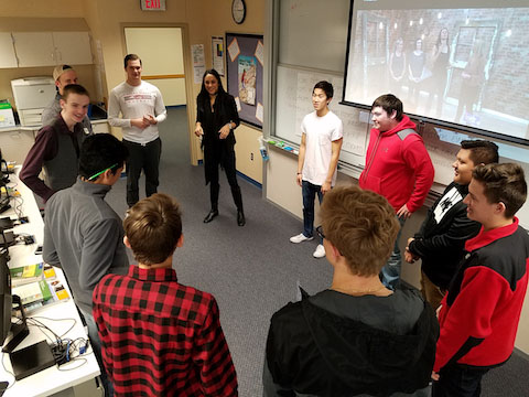 The Entrepreneurship club, headed by Phil Tran, meets in a circle  and discusses how to start and run a business. Photo used with permission of Phil Tran.