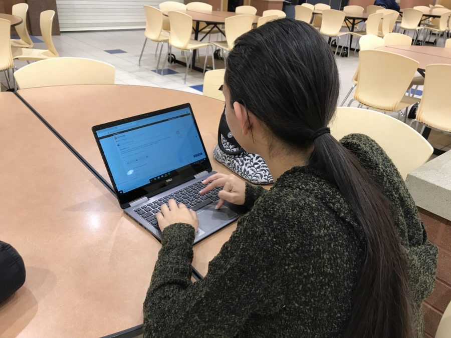 Freshman Tanisha Davidson works on a bit of last-minute eLearning work, which must be submitted before the end of school on Nov. 27.