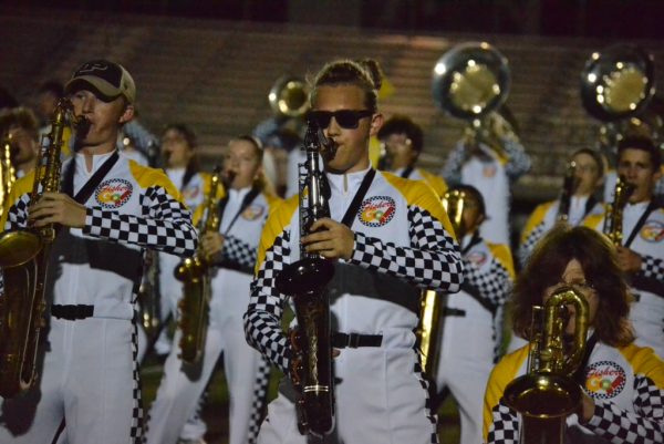 Senior Charles Henson playing the Alto Saxophone at the Bands of America Semi-Finals on Nov. 16. 