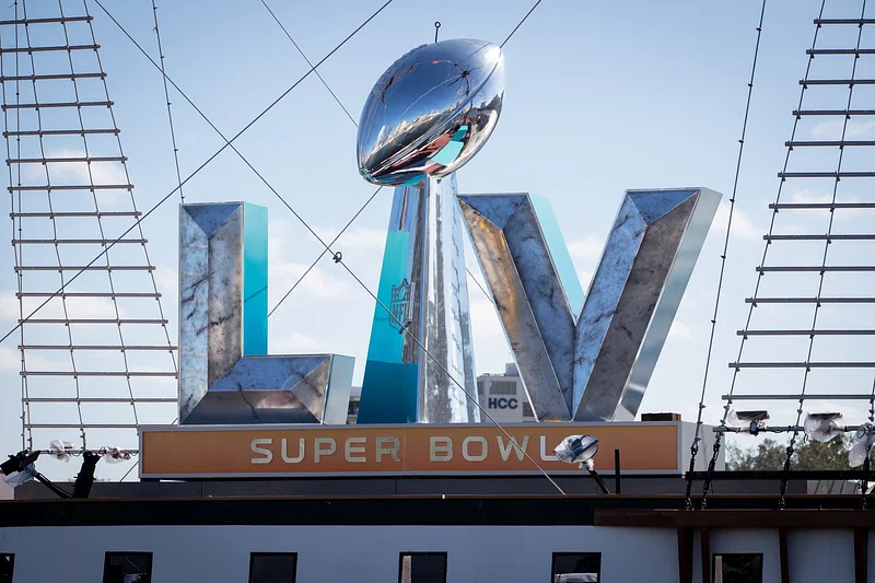 A photo showing the logo of Super Bowl LIX at the Caesars Superdome in New Orleans, Louisiana. Photo used with permission of creative commons.