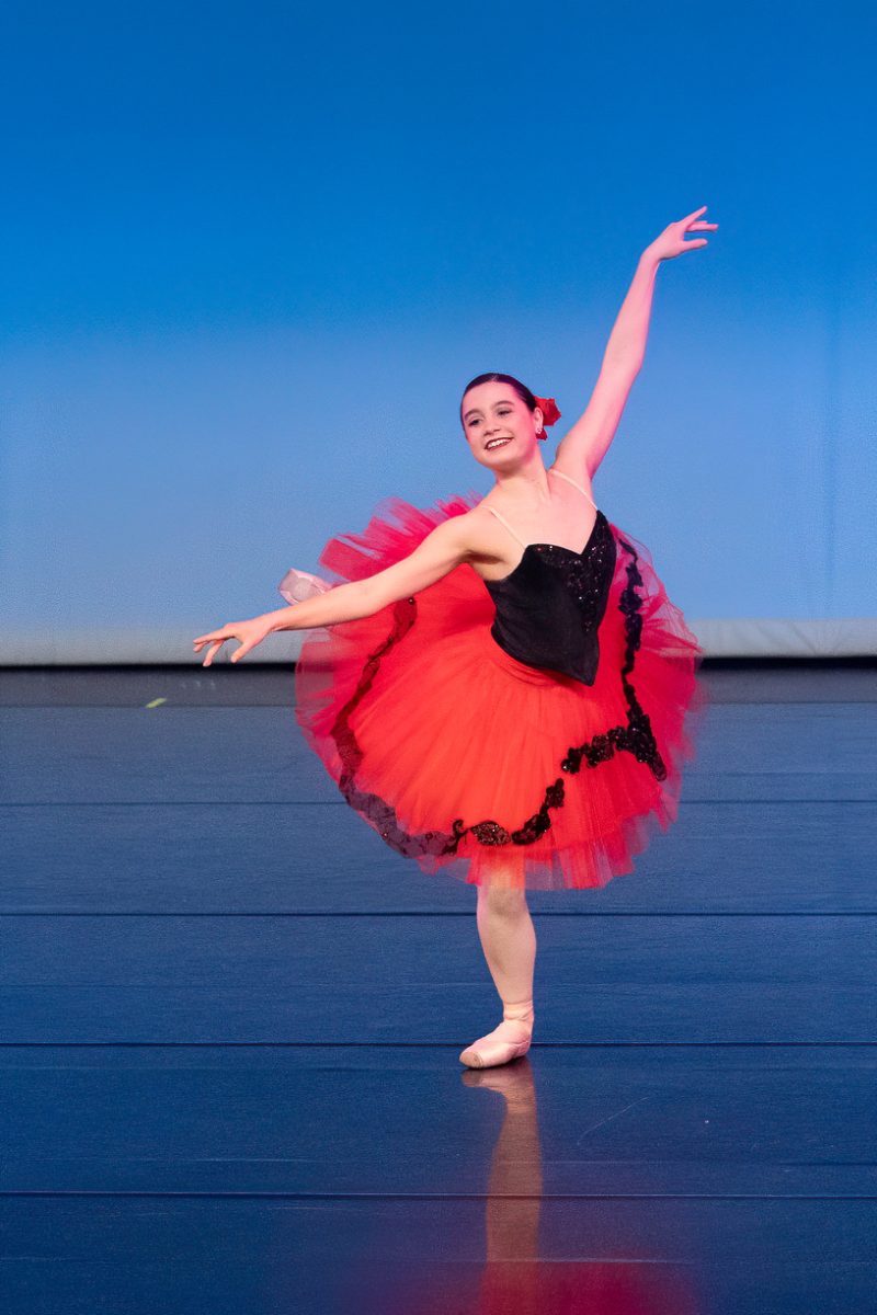 Senior Ella McNeely performs a solo from the ballet "Paquita" at the Tarkington Theater in Carmel on March 9. Photo used with permission of Amanda Renzulli, Renzulli Photography
