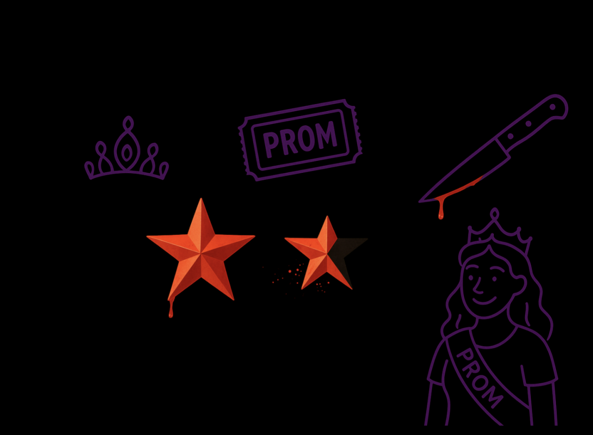 A graphic showing a one and a half star review for the movie "Fear Street: Prom Queen"