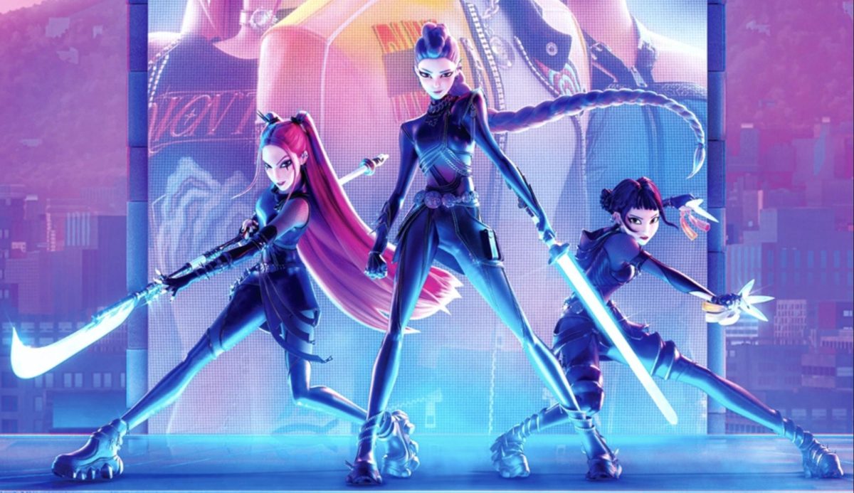 K-pop idols in KPop Demon Hunters hit poses after performing. Photo used with permission of Creative Commons.