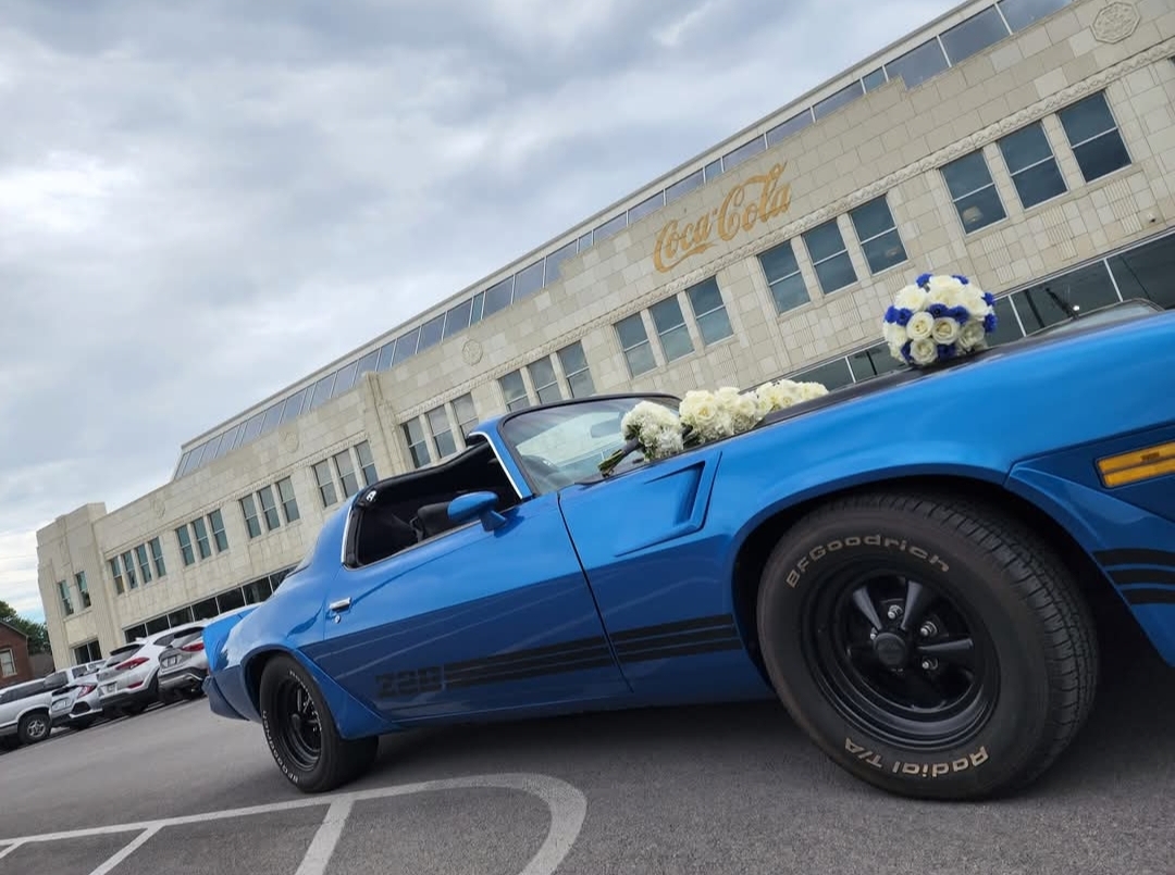 A 1981 Z28 Camaro posing with bouquet of flowers on the hood as it belongs to Mikaela Ecker’s mom. Photo courtesy of Mikaela Ecker.