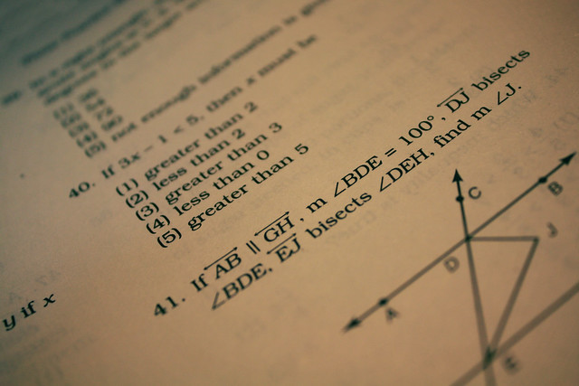An image showing a math test. Used with permission of creative commons. 