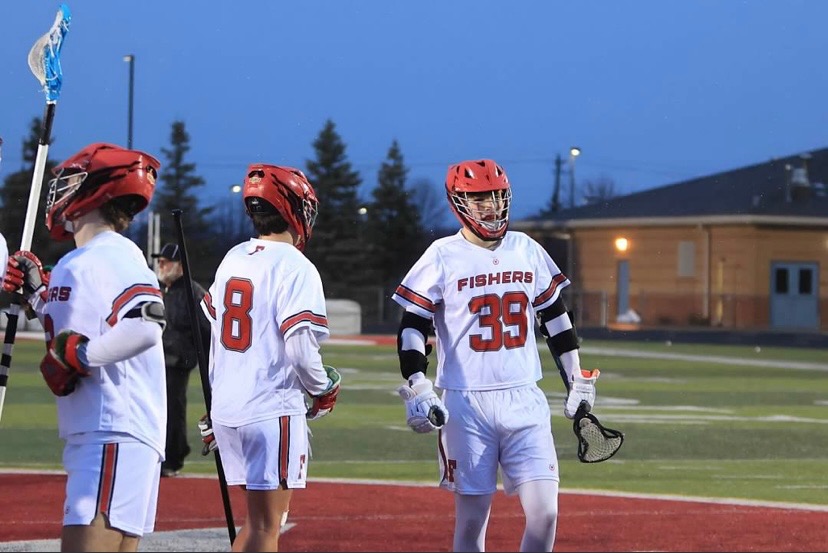 #39 Cooper Stout walks off the field during a lacrosse game. Photo courtesy of Cooper Stout.