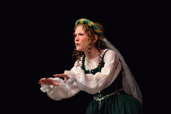Junior Makenna Kenworthy performs as Viola De Lesseps in the Fishers High school auditorium on March 27. This was her opening moment during “Shakespeare in Love.”