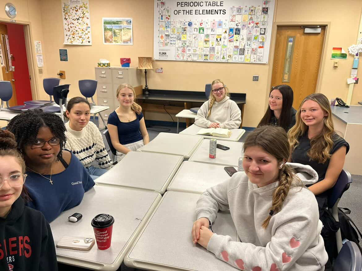 Students gathered for one of their meetings on Feb. 23. They read scriptures and discussed. Photo courtesy of Shae Pullen.  